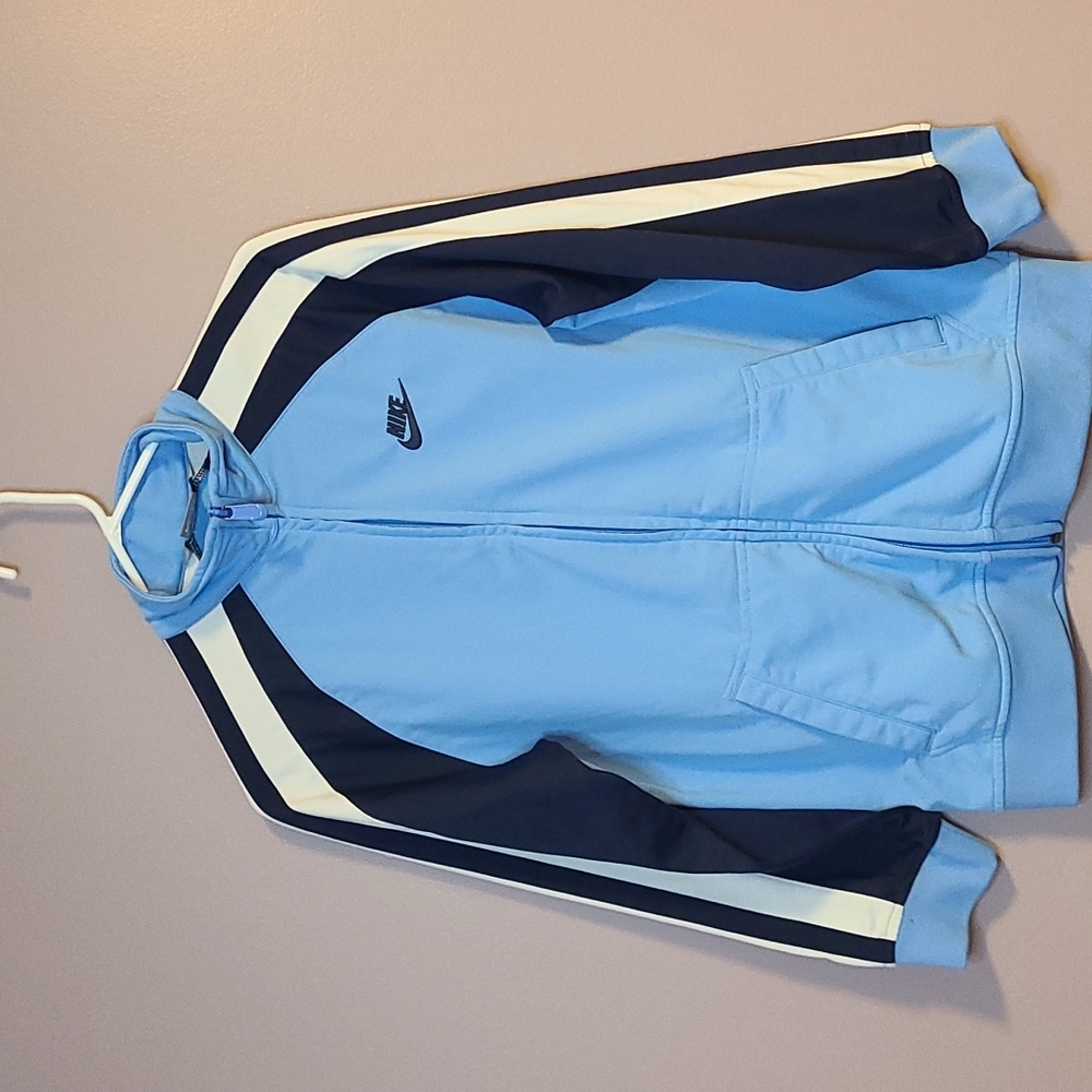 Nike Zipup Jacket in Light Blue, Navy & White